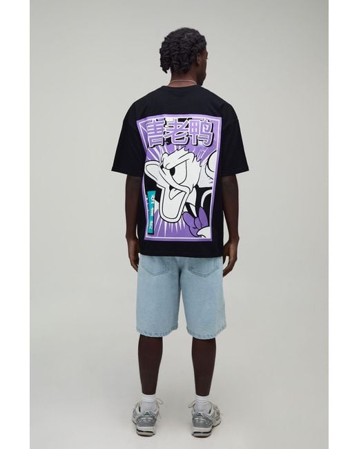 BoohooMAN Blue Oversized Donald Duck License Print T-Shirt for men