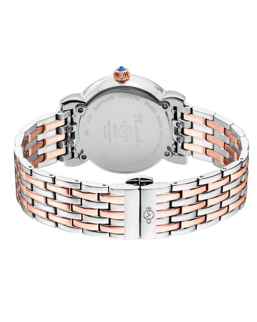 Gv2 Metallic Swiss Quartz Diamonds Marsala Bracelet Watch