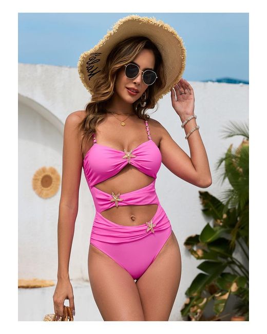 Everyday the Label Dames Cut-out Spaghetti Strap Badpak in het Pink