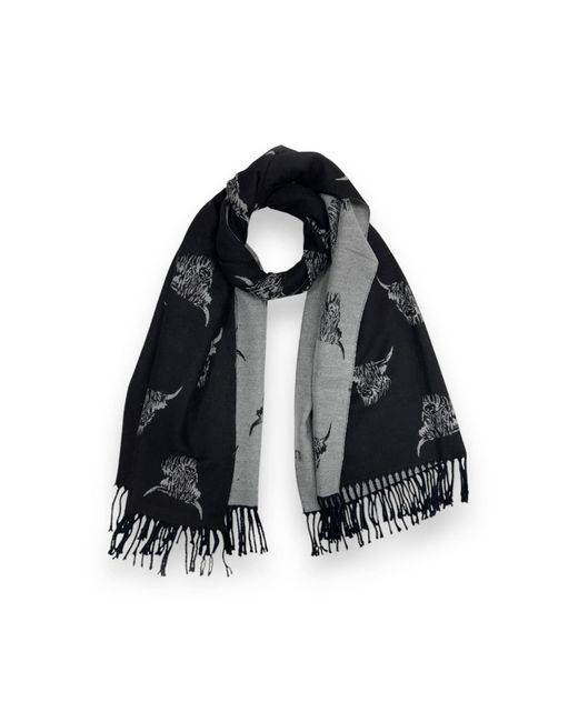 SVNX Black Highland Cow Reversible Scarf
