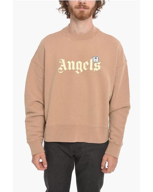 Palm Angels Black Crew Neck Pxp Palm Brushed Cotton Sweatshirt for men
