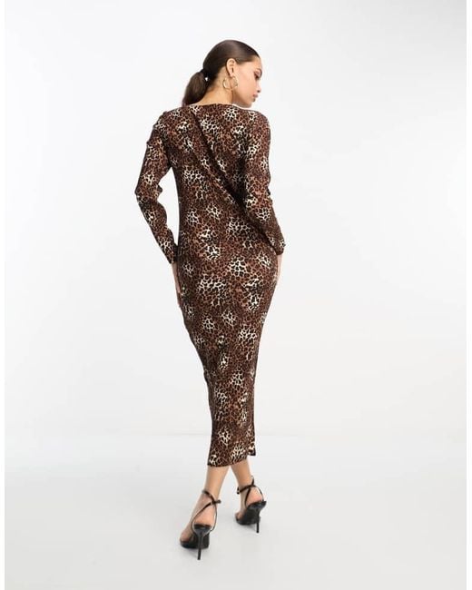 Urban Threads Petite Brown Plisse Midi Smock Dress