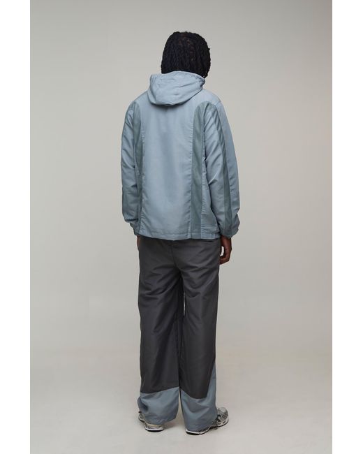 BoohooMAN Blue Tall Regular Fit Tonal Colour Block M Star Hooded Jacket for men
