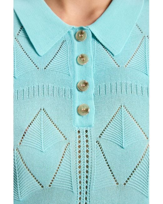 Karen Millen Blue Knitted Argyle Collar Top