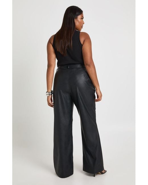 Boohoo Blue Plus Faux Leather Flare Trouser