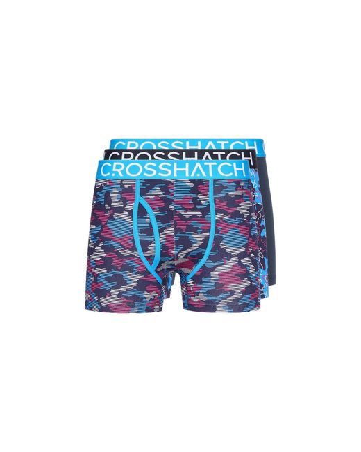 Crosshatch Blue Linamo Mve Open Fly Boxer Shorts (Pack Of 3) for men