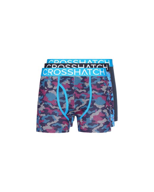 Crosshatch Blue Linamo Mve Open Fly Boxer Shorts (Pack Of 3) for men