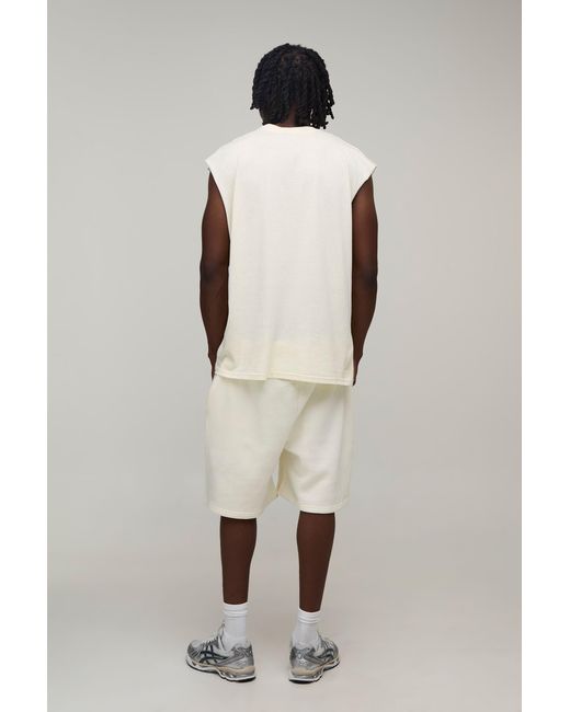 BoohooMAN Natural Tall Oversized Postcard Print Tank Cotton for men
