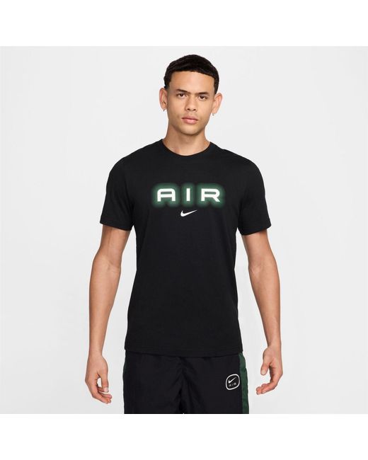 Nike Black Regular Fit Arch Lettering Crew Neck T-Shirt for men