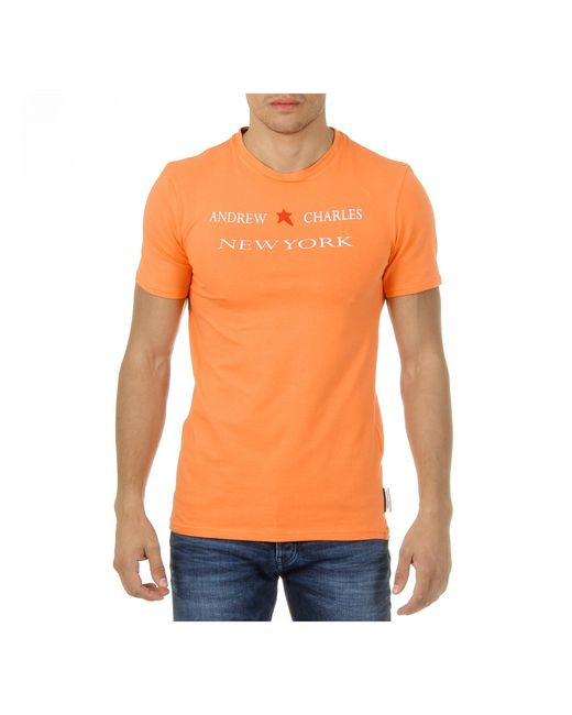 Andrew Charles by Andy Hilfiger Orange T-Shirt Short Sleeves Round Neck Keita for men