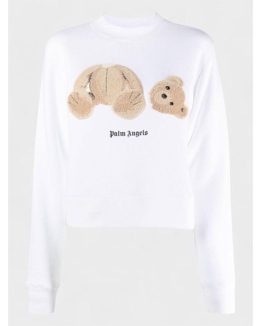 Palm Angels White Bear Fitted Crew Cotton