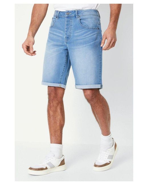 MAINE Blue Regular Stone Wash Fit Denim Short for men