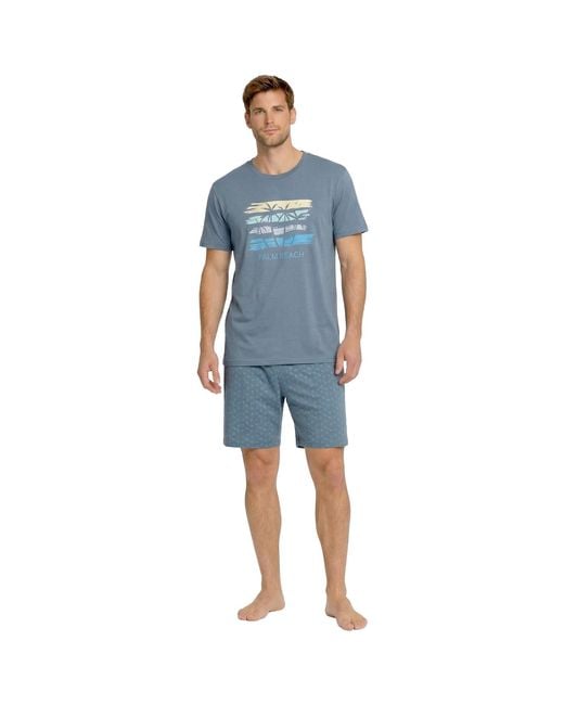 Kisses&Love Blue Summer Short Cotton Pyjamas Kl30000 for men