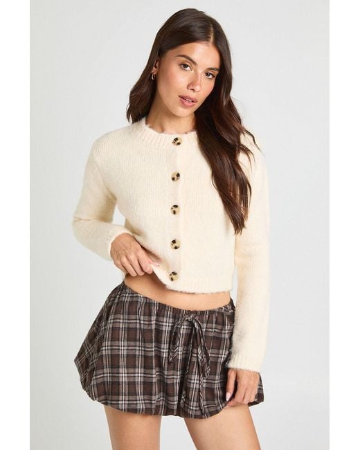 Boohoo White Check Puff Ball Shorts