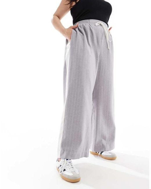 ASOS Gray Design Pull On Trousers With Contrast Panel