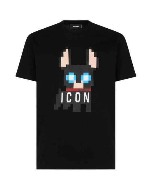 DSquared² Black Icons Pixel Dog Logo Cool Fit T-Shirt for men