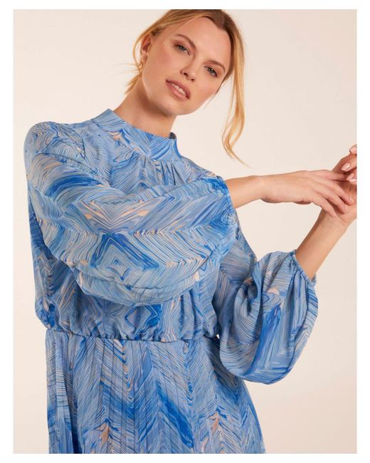Blue Vanilla Blue Diamond Aztec High Neck Dress