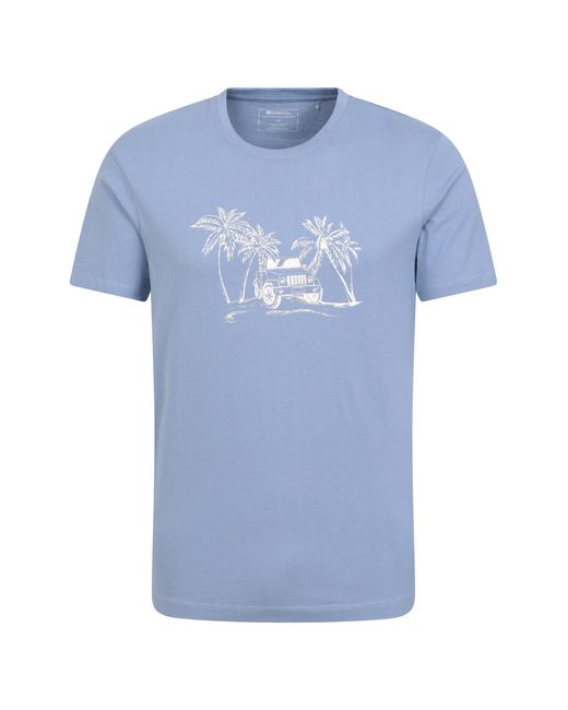 Mountain Warehouse Blue 'Ocean Drive' Graphic T-Shirt Sun Protection Breathable Everyday Tee Cotton for men