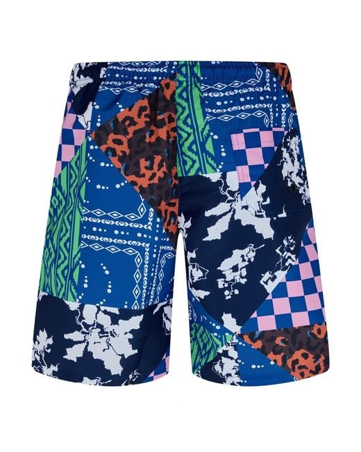Marcelo Burlon Blue Patchwork Swim Short for men