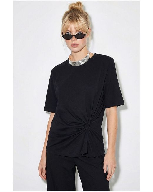 Bianco Lucci Black Cotton T-Shirt
