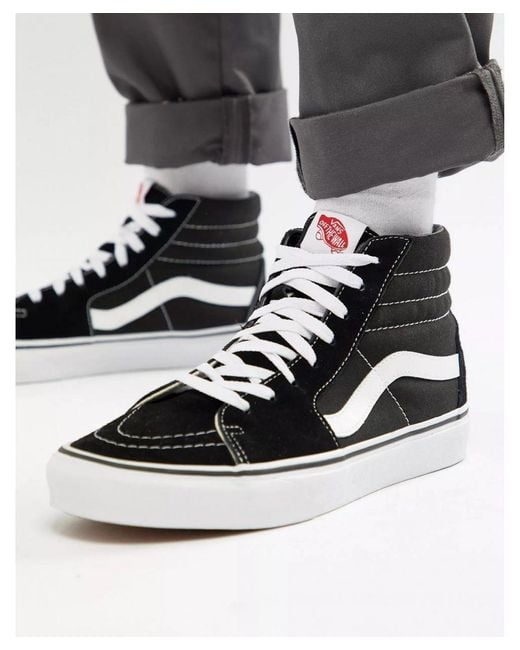 Vans Sk8 hi Trainers In Black in White Lyst UK