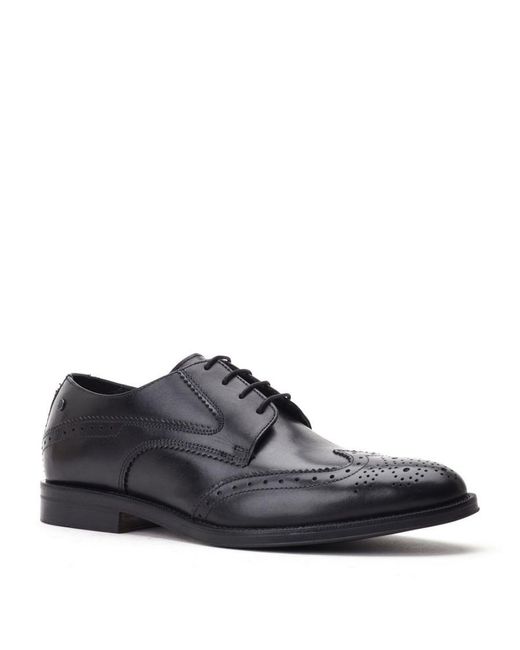 Base London Black Cochran Waxy Brogue Shoes Leather for men