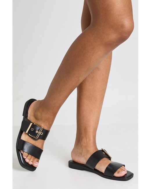 Boohoo Natural Oversized Buckle Crossover Sandals