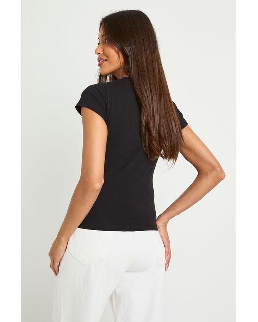 Boohoo Black Basic Short Sleeve Fitted Top