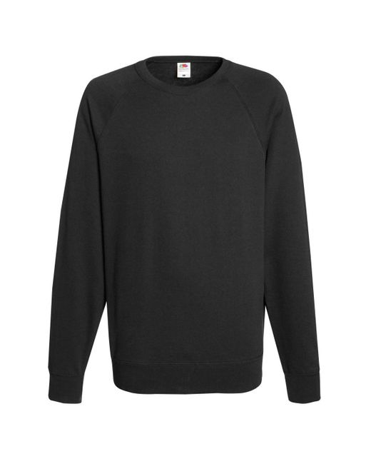 Fruit Of The Loom Black Lightweight Raglan Sweatshirt (240 Gsm) for men