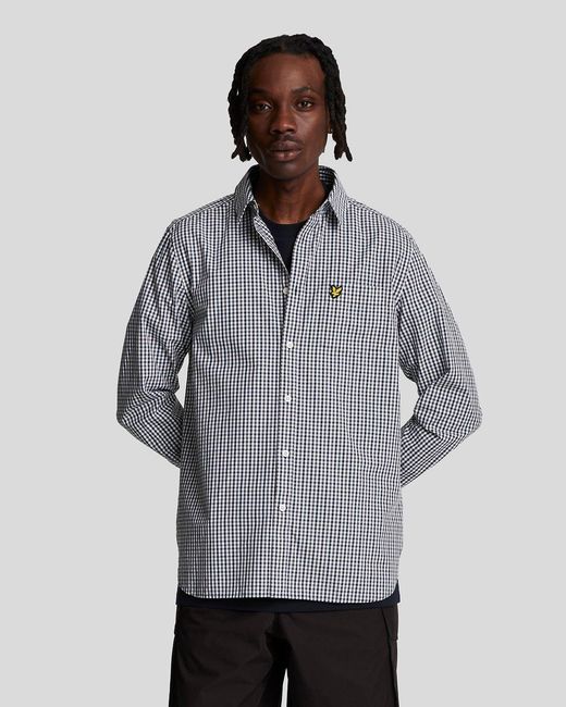 Lyle & Scott Gray Checked Gingham Shirt Cotton for men
