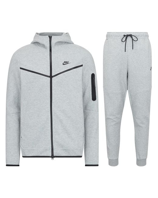 Nike Gray Sportswear Tech Fleece Full Zip Tracksuit Cotton for men
