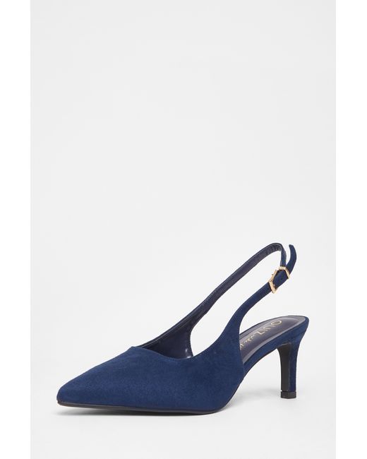 Quiz Blue Wide Fit Slingback Court Heels