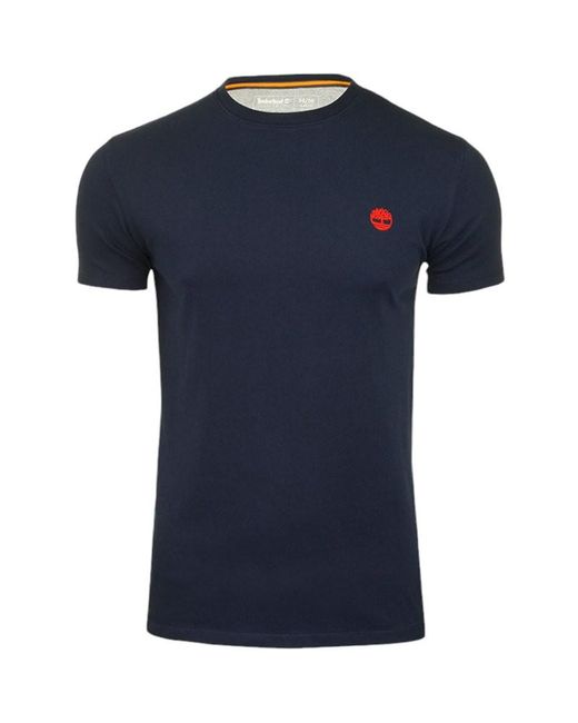 Timberland Blue T Shirt Crew Neck Short Sleeve Summer Cotton Tee Casual Top for men