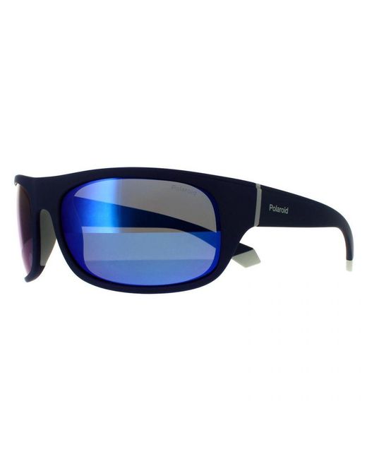 Polaroid Blue Wrap Mirror Polarized Sunglasses for men