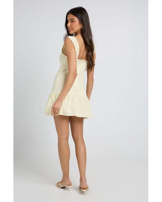 Boohoo Natural Broderie Ruched Bust Mini Dress