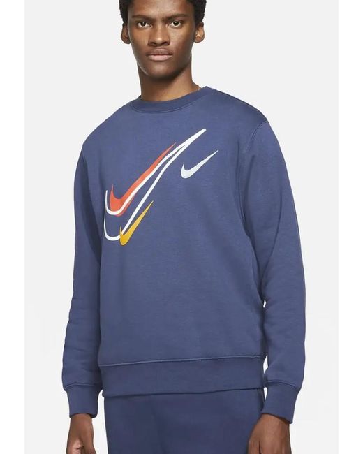 Nike Blue Multi Swoosh Crewneck Sweatshirt for men