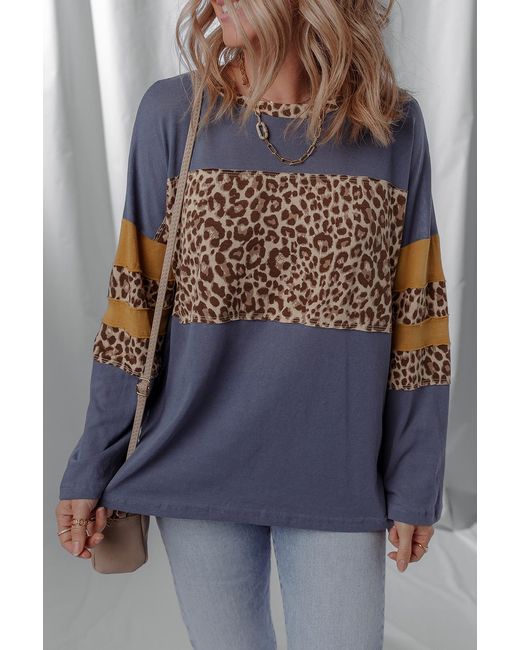 Azura Exchange Kleurblok Luipaard Top in het Gray