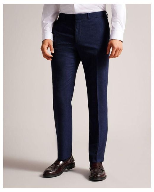 Ted Baker Blue Eliats Slim Fit Texture Suit Trouser for men