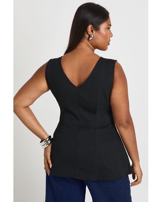 Boohoo Blue Plus Structured Peplum Top