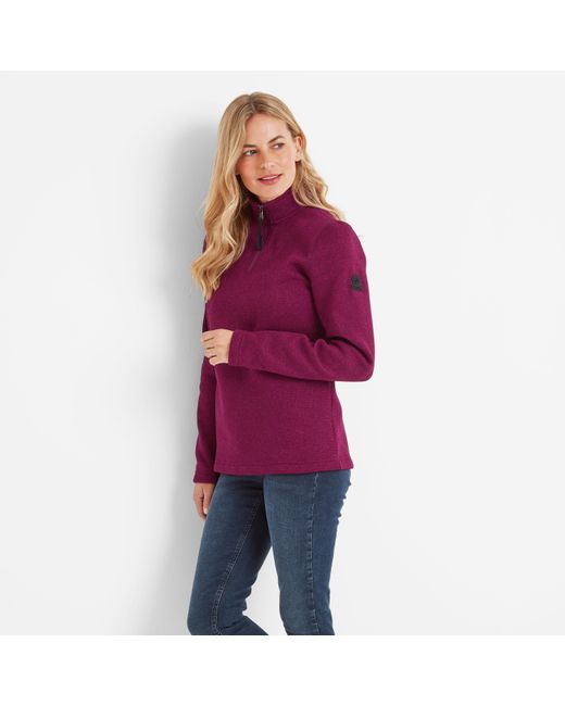 TOG24 Red Pearson Knitlook Fleece Zipneck Berry Marl