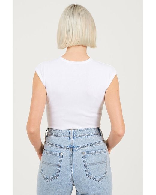 Brave Soul White Short Sleeve Crew Neck Bodysuit