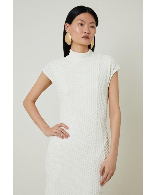 Karen Millen Natural Textured Jersey Dramatic Hem Maxi Dress
