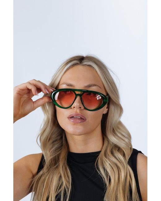 SVNX Green Chunky Aviator Sunglasses