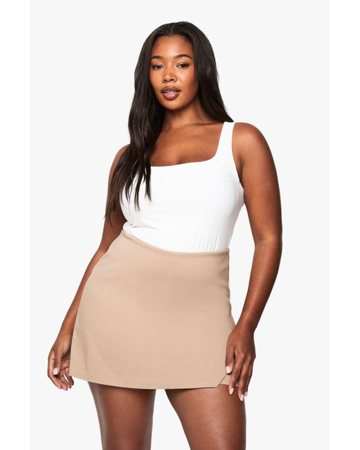 Boohoo White Plus Bengaline Wrap Skort