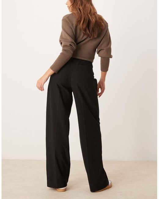 Y.A.S Black High Waisted Front Seam Pintuck Trouser