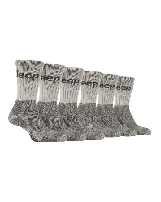 Jeep Gray 6 Pairs Luxury Cushioned Cotton Hiking Socks for men