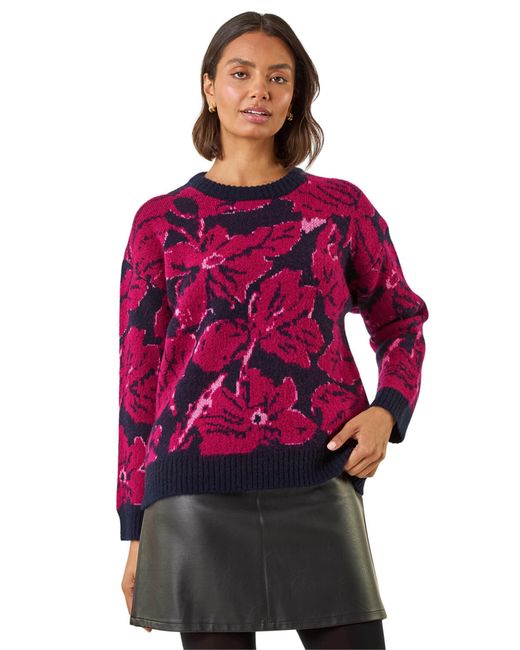 Roman Red Floral Print Knit Jumper