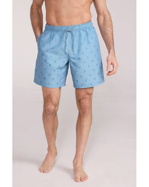 Mountain Warehouse Blue 'Aruba' Printed Swim Shorts Drawstring Quick Drying Swimming Trunks for men