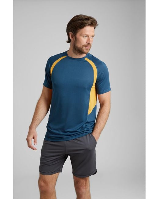 Mountain Warehouse Blue 'Bryers' Isocool Tee Sweat Wicking Breathable T-Shirt for men