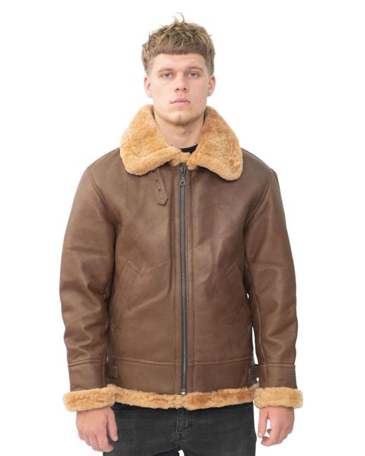Infinity Leather Herren B3 Ww2 Fliegerjacke Aus Schafsleder-Houston in Brown für Herren